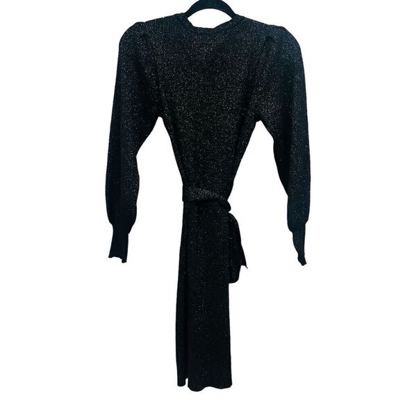 Calvin Klein Black Long Slleeve Metallic Shimmer Midi Sweater Dress Size Small - Picture 6 of 9
